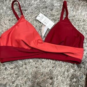 Cupshe Red and Burgundy Bikini Top Medium NEW